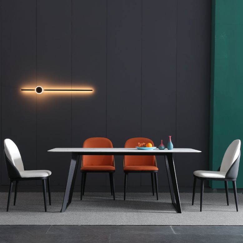 Modern 1/2/5/7 Pieces Rectangle Dining Set Sintered Stone Table with Leather Chairs Clearhalo 'Dining Room Sets' 'Dining Tables & Seating' 'dining_room_set' 'furn' 'furn_dining_room_set' 'Furniture' 'furniture_dining_room_set' 'Kitchen & Dining Furniture' 'kitchen&dining_furn' 'kitchen' 1200x1200_d718d06d-b6b0-47f2-894f-4e0c1720f0eb