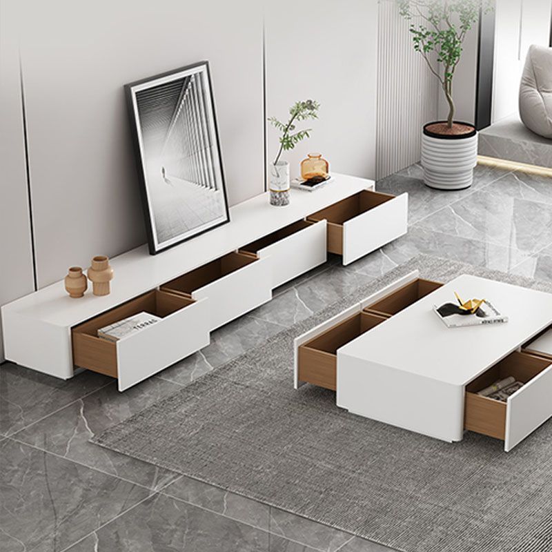 Consola de televisión de TV contemporánea Solid Wood TV Media Stand with Drains