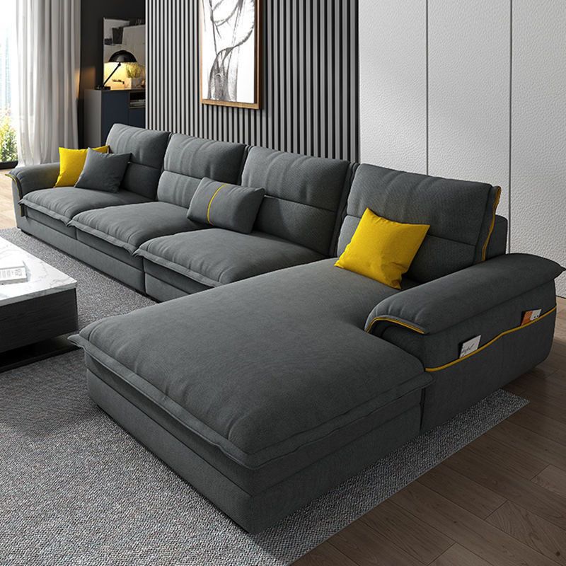 Contemporary Reversible Chaise Sofa with Removable Cushions Slipcovered Sofa Clearhalo 'furn' 'furn_sectionals' 'Furniture' 'furniture_sectionals' 'kitchen' 'kitchen_sectionals' 'Living Room Furniture' 'Sectionals' 1200x1200_d7195d28-0b30-4614-afca-217d9b77dad4