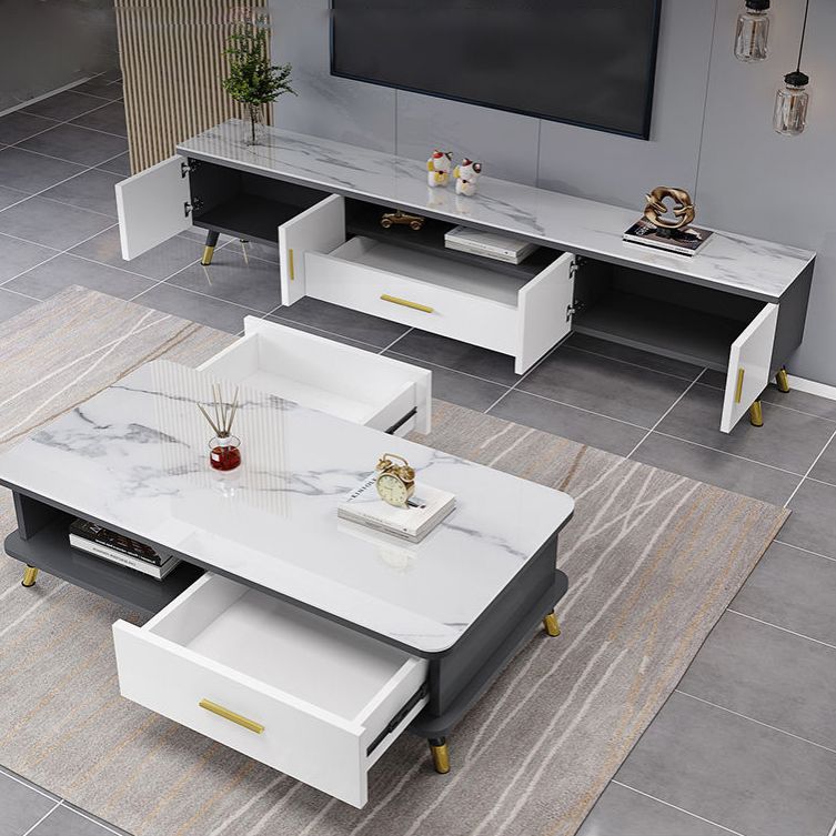 Gorgeous TV Stand Console With Record Storage , Glass and Wood TV Stand in Grey / White Clearhalo 'furn' 'furn_tv_stands_entertainment_centers' 'Furniture' 'Living Room Furniture' 'TV Stands & Entertainment Centers' 'TV Stands & Media Storage Furniture' 'tv_stands_entertainment_centers' 1200x1200_d71b4fad-25cd-4196-b1b1-80f8fbb6271e