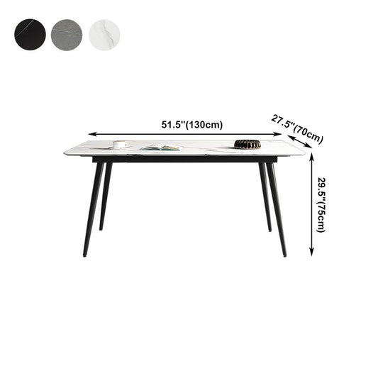 Industrial Sintered Stone Table 4 Legs Black Carbon Steel Base Rectangle Table for Home