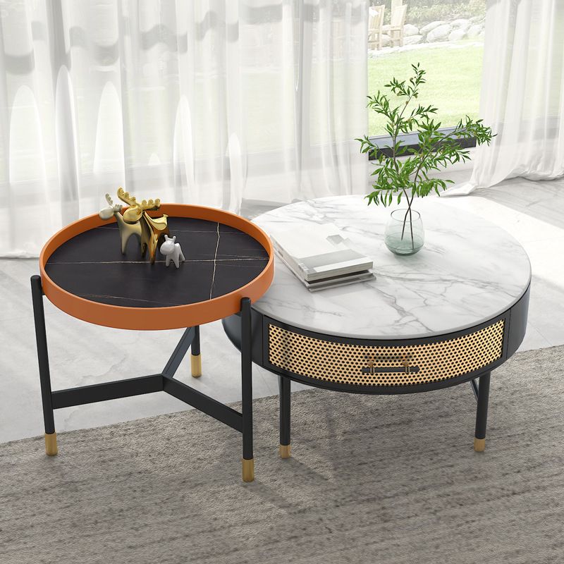 Luxurious Slate Round Top Coffee Table Set with Storage Drawer Clearhalo 'Coffee & Accent Tables' 'Coffee Tables' 'coffee_tables' 'furn' 'furn_coffee_tables' 'Furniture' 'Living Room Furniture' 1200x1200_d71d17bd-6744-496e-998f-e1df9f251fc9