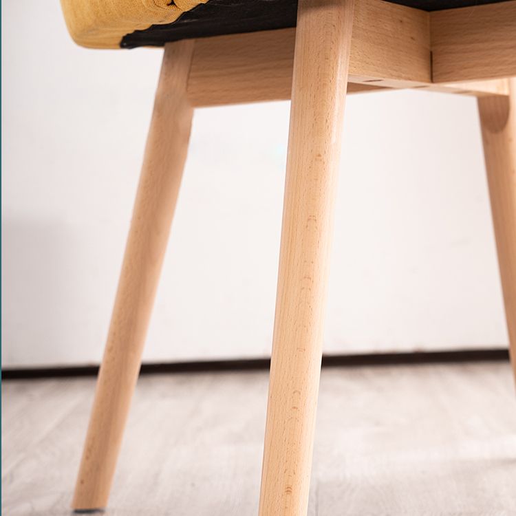 Moderner Leinen Essstuhl offenen Essnebel Möbeln mit Holzbeinen in mattem Finish