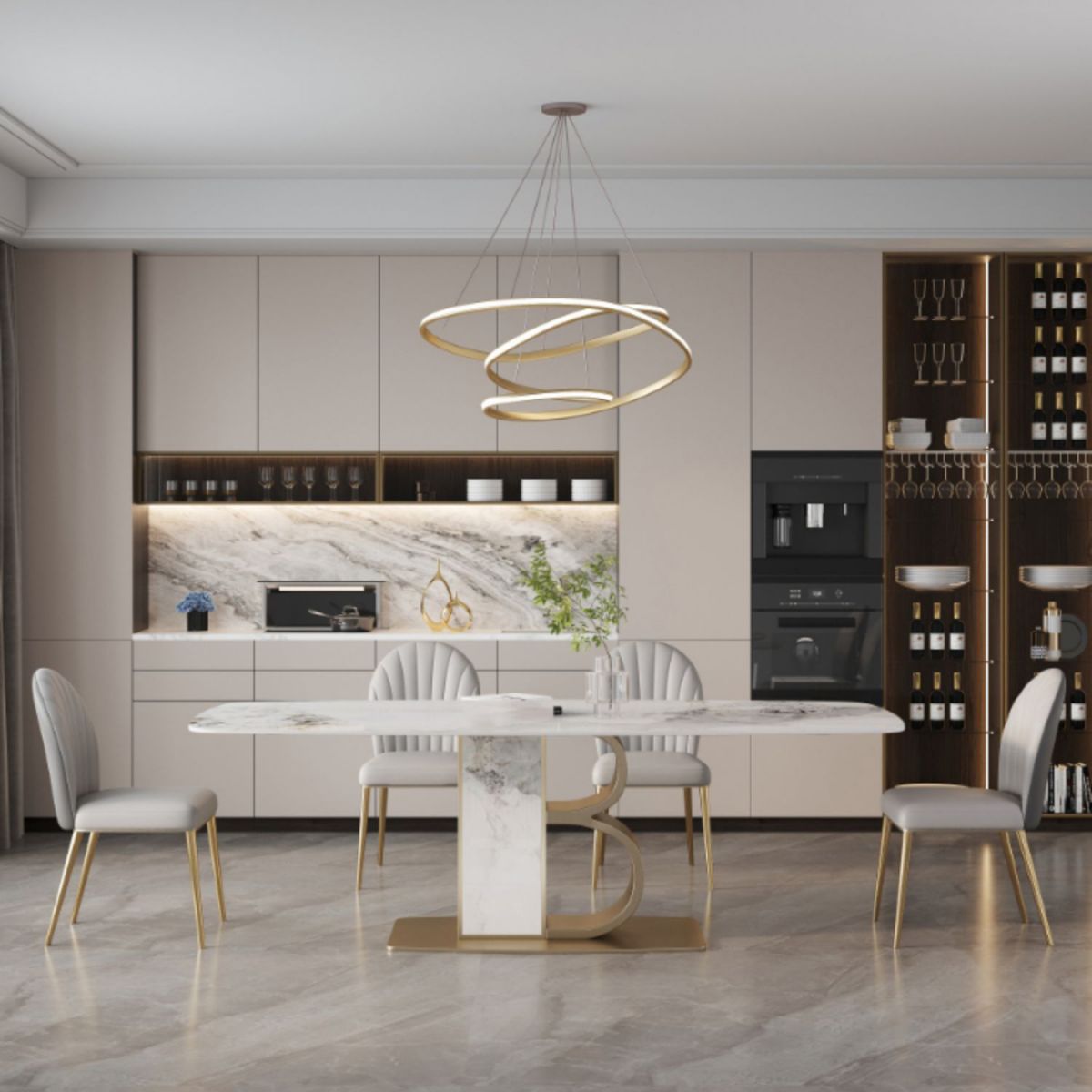 Minimalist Dining Set 1/4/5/6/7 Pcs Sintered Stone Dining Table with Upholstered Chairs Clearhalo 'Dining Room Sets' 'Dining Tables & Seating' 'dining_room_set' 'furn' 'furn_dining_room_set' 'Furniture' 'Kitchen & Dining Furniture' 1200x1200_d71f4637-3a7d-483a-aeba-23e870b33ab7