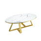 Oval Coffee Table with a Black/gold Base Made of Marble and Wrought Iron Clearhalo 'Coffee & Accent Tables' 'Coffee Tables' 'coffee_tables' 'furn' 'furn_coffee_tables' 'Furniture' 'Living Room Furniture' 1200x1200_d71f7dd5-a0a2-43af-94c8-51bab09778d2