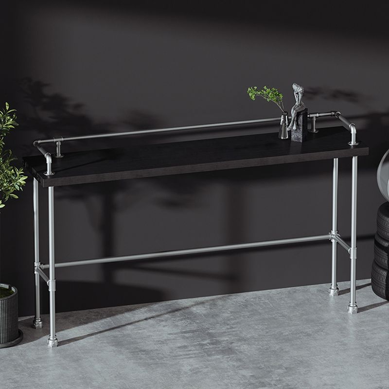 Industrial Wood Pub Table with Rectangle Table Top Silver Trestle Table - 42" H Clearhalo 'Bar Furniture' 'Bar Tables' 'bar_tables' 'furn' 'furn_bar_tables' 'Furniture' 'furniture_bar_tables' 'Kitchen & Dining Furniture' 1200x1200_d721a950-4b8d-4724-948f-161bb7cb55a2