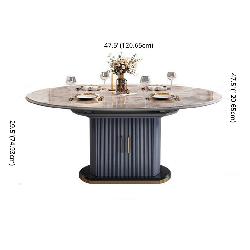 Glam Style Round Sintered Stone Dining Room Set Space-Saving Design Dining Table Furniture Clearhalo 'Dining Room Sets' 'Dining Tables & Seating' 'dining_room_set' 'furn' 'furn_dining_room_set' 'Furniture' 'furniture_dining_room_set' 'Kitchen & Dining Furniture' 'kitchen&dining_furn' 'kitchen' 1200x1200_d721fc0a-ca9a-42d0-9697-74915eab0686