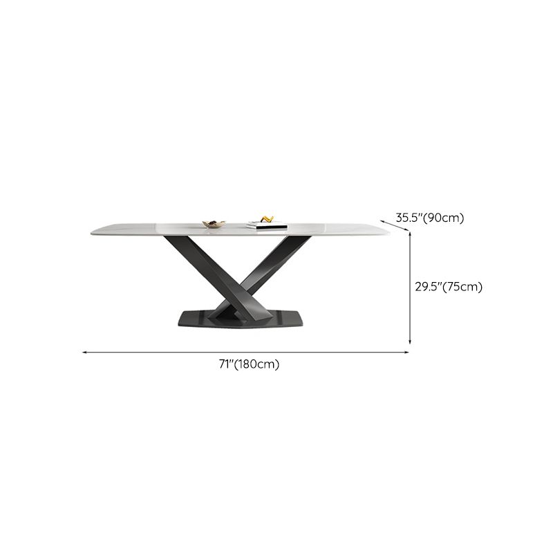 Industrial Style Rectangle Table Sintered Stone Dining Table with Metal Legs for Home Clearhalo 'Dining Tables & Seating' 'Dining Tables' 'dining_table' 'furn' 'furn_dining_table' 'Furniture' 'Kitchen & Dining Furniture' 1200x1200_d722e5ec-4f89-4868-90a9-41579720f517