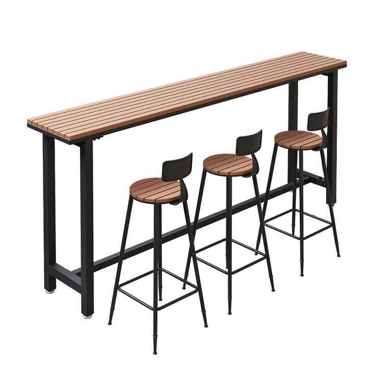 Metal and Wood Rectangular Table, Industrial Style Minimalist Balcony Outdoor Bar Table Clearhalo 'Bar Furniture' 'Bar Tables' 'bar_tables' 'furn' 'furn_bar_tables' 'Furniture' 'Kitchen & Dining Furniture' 1200x1200_d7232c77-d0de-4990-96da-66c3e803761b