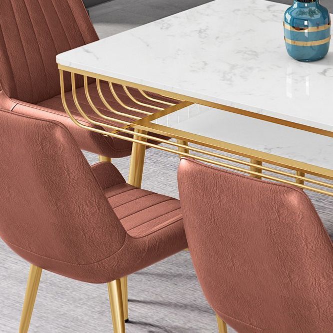Metal and Slate Table Modern Minimalist Storage Rectangular Dining Table Clearhalo 'Dining Tables & Seating' 'Dining Tables' 'dining_table' 'furn' 'furn_dining_table' 'Furniture' 'Kitchen & Dining Furniture' 1200x1200_d723ff54-302a-46a8-a888-dea24192bb92