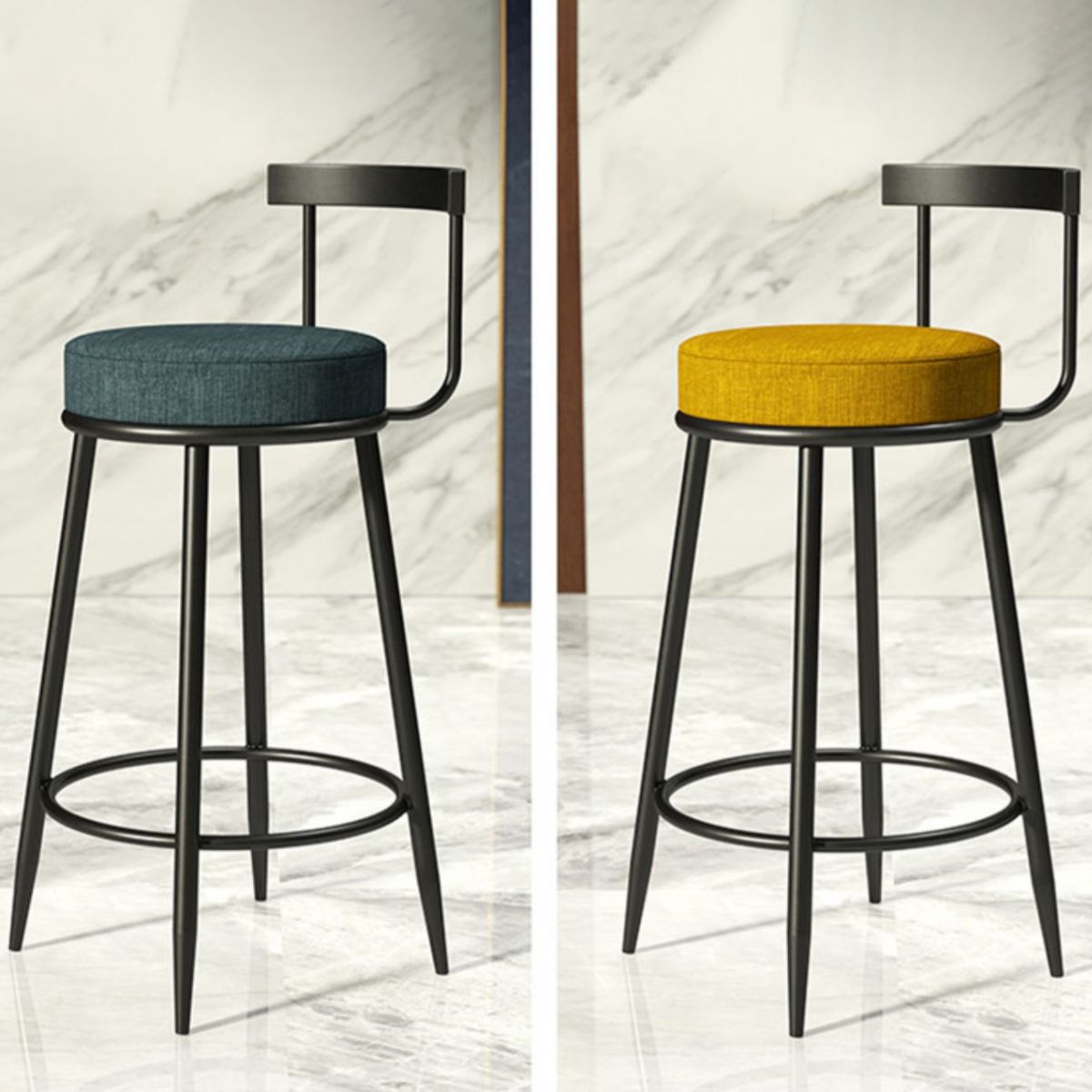 Contemporary  Low Back Home Stool Matte Finish Upholstered Bar Stools