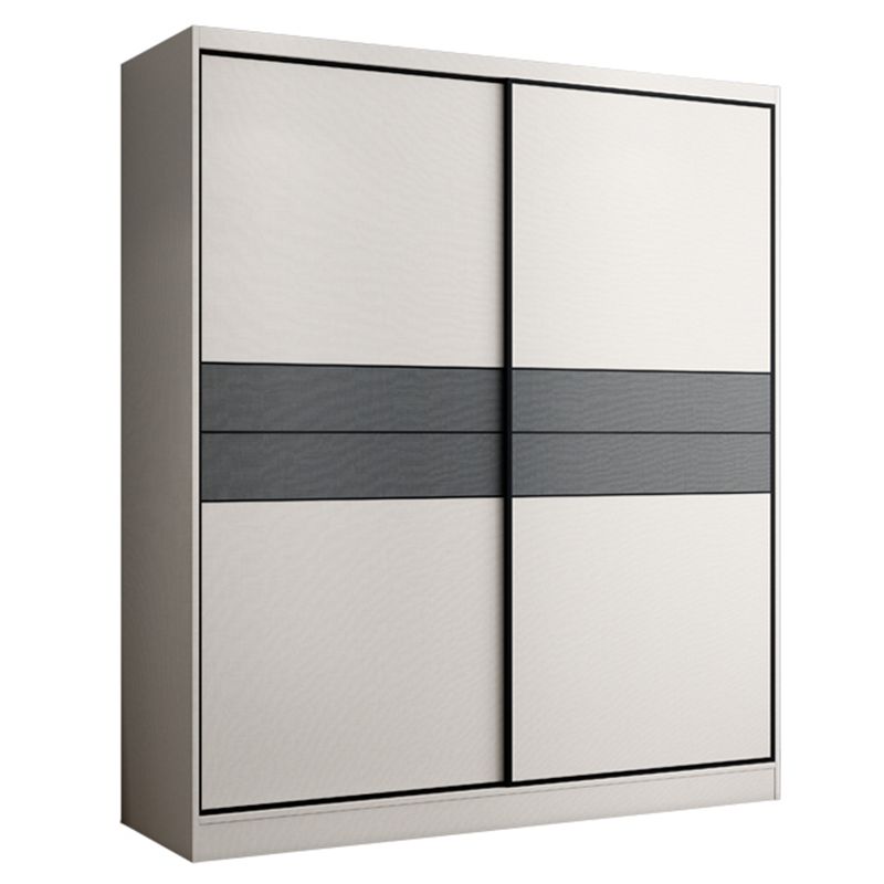 Armoire de garde-robe en bois coulissant à 2 portes Armoire de garde-robe autoportante moderne avec 2 tiroirs