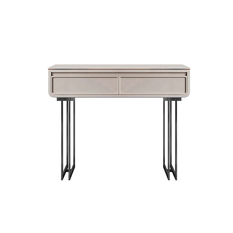 ホワイト/グレーロックプランクカウンタートップソリッドウッドフレーム金属金属ベース2/4ドロワードレッサー