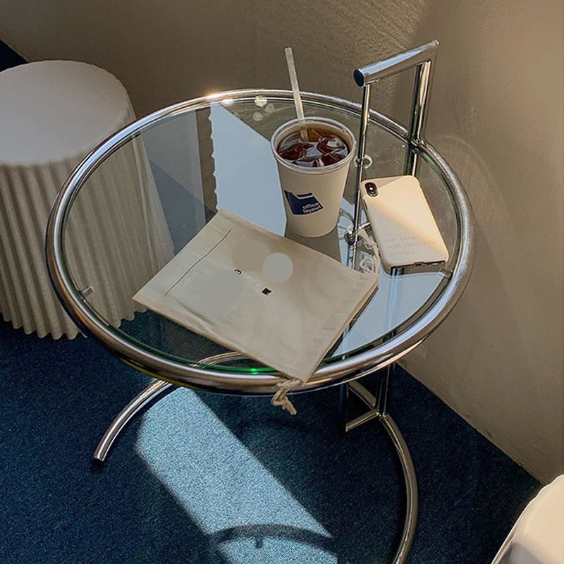 Modern Glass Top Abstract Round Living Room Accent Side Table Clearhalo 'Coffee & Accent Tables' 'End & Side Tables' 'end_side_tables' 'furn' 'furn_end_side_tables' 'Furniture' 'Living Room Furniture' 1200x1200_d7250e13-6881-4e37-995f-59f2d59f22ff