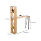 Modern Solid Wood Bar Dining Table Rectangle Bar Table with Storage Shelf