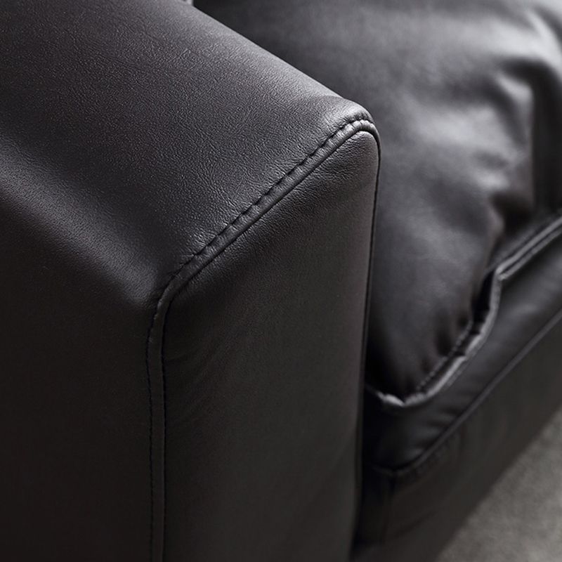 Black Contemporary Faux Leather Tuxedo Arm Sofa with Bolster Pillows for Living Room Clearhalo 'furn' 'furn_sofas' 'Furniture' 'furniture_sofas' 'kitchen' 'kitchen_sofas' 'Living Room Furniture' 'Sofa' 'sofas' 1200x1200_d726b82c-7426-43cb-8970-db2179e45bc3
