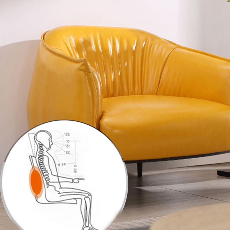 Faux Leather Solid Color Barrel Chair with Basic Four Leg for Bedroom Clearhalo 'Accent Chairs' 'accent_chairs' 'Chairs & Seating' 'furn' 'furn_accent_chairs' 'Furniture' 'furniture_accent_chairs' 'Living Room Furniture' 1200x1200_d7279997-a286-44f4-800c-228d3a383dd1