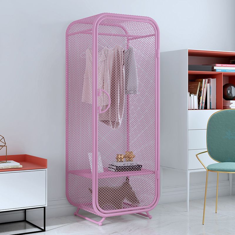 Armoire de rangement en acier en acier moderne à 2 portes avec 2 étagères et rails de vêtements