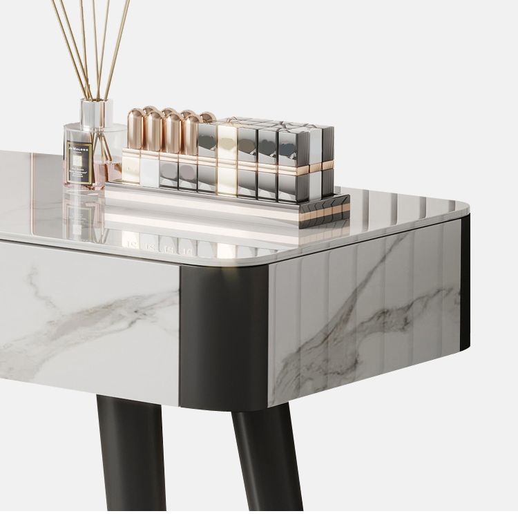 Weißer Waschtisch 29,52 "Hochmetall- und Stein -Top -Waschtisch mit Stuhl