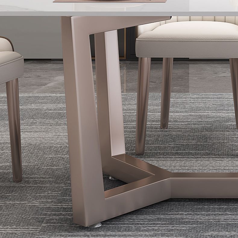 Standard Marble Top Dining Set with Metallic Legs Base for Dining Furniture Clearhalo 'Dining Room Sets' 'Dining Tables & Seating' 'dining_room_set' 'furn' 'furn_dining_room_set' 'Furniture' 'furniture_dining_room_set' 'Kitchen & Dining Furniture' 'kitchen&dining_furn' 'kitchen' 1200x1200_d72a1cad-1c75-4195-8527-6bb95201fede