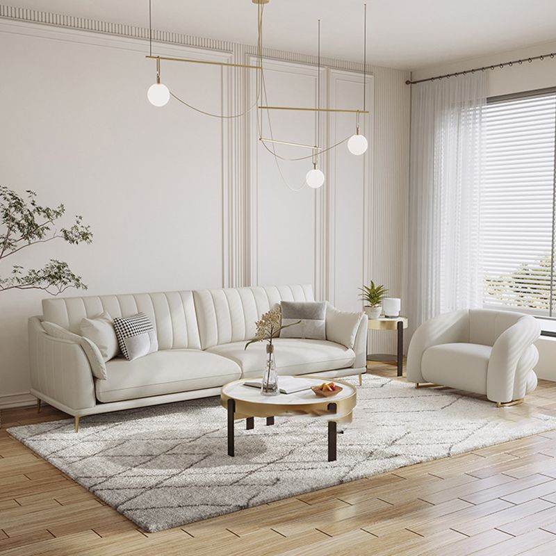 Modern Style Solid Wood Material Base Cloth Art & Leather Rice White Rectangular Sofa Clearhalo 'furn' 'furn_sofas' 'Furniture' 'furniture_sofas' 'kitchen' 'kitchen_sofas' 'Living Room Furniture' 'Sofa' 'sofas' 1200x1200_d72c1515-2438-476a-b395-998f36705e11