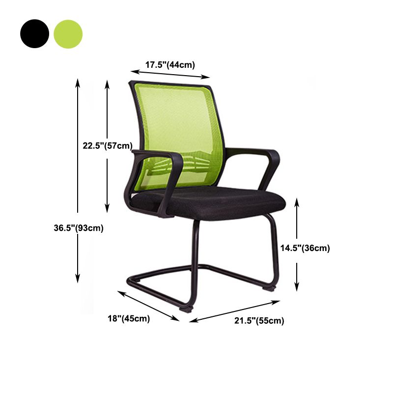 Silla de brazo contemporáneo brazos verdes silla de oficina lumbar ajustable