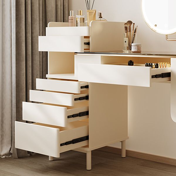 Contemporary Brown Glass Vanity Table with Stool Drawers Included Dressing Table