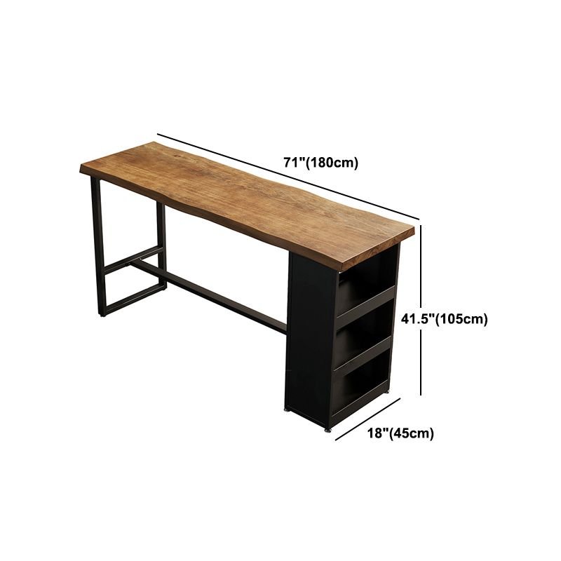 Tavolo da pub altezza della barra in legno tavolo da bistrot rettangolo marrone con 3 scaffali