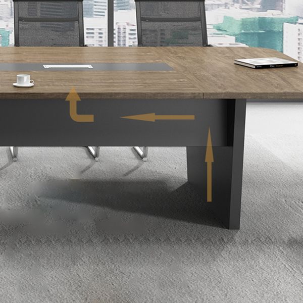 Wooden Curved Writing Desk Industrial Style Cable Management Office Desk Clearhalo 'furn' 'furn_office_desk' 'Furniture' 'Office Desks' 'Office Furniture' 'office_desk' 1200x1200_d731d296-421b-4b48-9598-ecac35262619