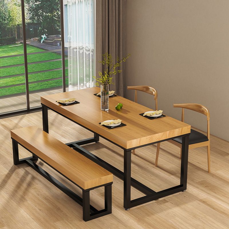 Industrial 1/2/3/4/5 Pieces Dining Set Solid Wood Dining Table with Chairs Clearhalo 'Dining Room Sets' 'Dining Tables & Seating' 'dining_room_set' 'furn' 'furn_dining_room_set' 'Furniture' 'furniture_dining_room_set' 'Kitchen & Dining Furniture' 'kitchen&dining_furn' 'kitchen' 1200x1200_d7339b53-bc4e-4903-b75a-999e75986a72
