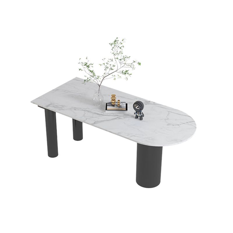 Modern Style Dining Table White Sintered Stone Dining Table with Black Base for Kitchen Clearhalo 'Dining Tables & Seating' 'Dining Tables' 'dining_table' 'furn' 'furn_dining_table' 'Furniture' 'furniture_dining_table' 'Kitchen & Dining Furniture' 'kitchen' 'kitchen_dining_table' 1200x1200_d733a605-69f9-46f2-9165-b944b02feaa7