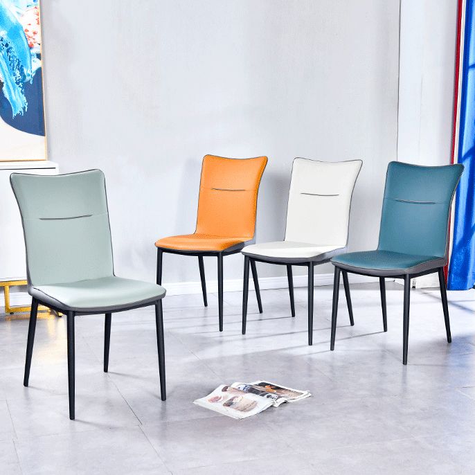 Leather Upholstered Dining Chairs Solid Back Side Chairs with Metal Legs Clearhalo ' kitchen&dining_furn' 'Dining Chairs' 'Dining Tables & Seating' 'dining_chair' 'furn' 'furn_dining_chair' 'Furniture' 'furniture_dining_chair' 'Kitchen & Dining Furniture' 'kitchen' 1200x1200_d7348564-66a9-450d-870b-2d1e9afe39b7