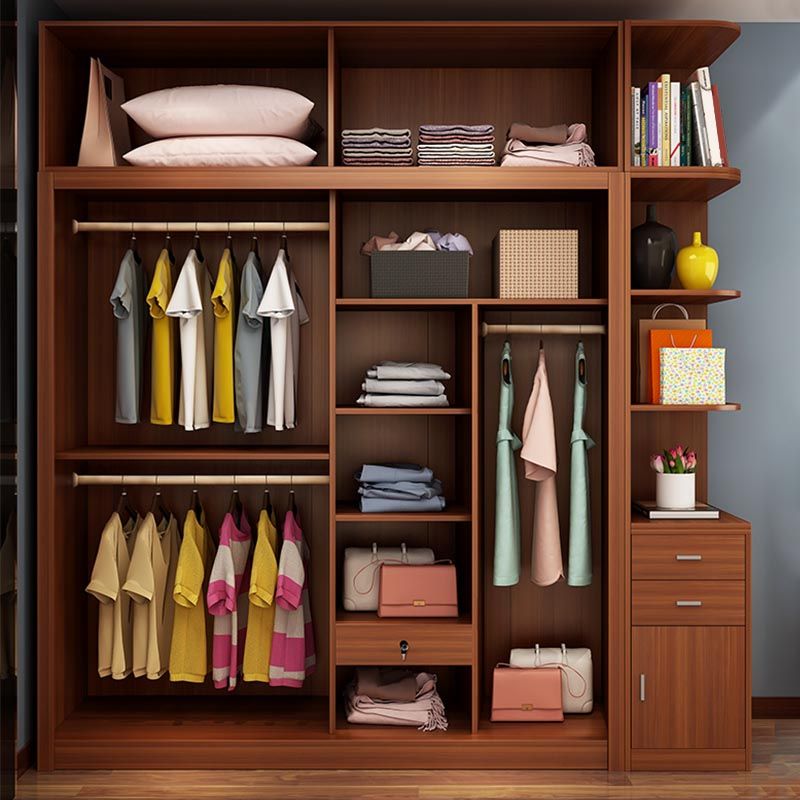 Armadio contemporaneo marrone armadio armadio ingegnerizzato in legno.