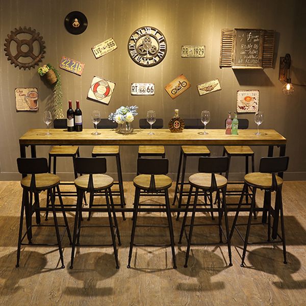 Mesa de mesa de barra de 1/6/11 de piezas industrial con taburetes con heces