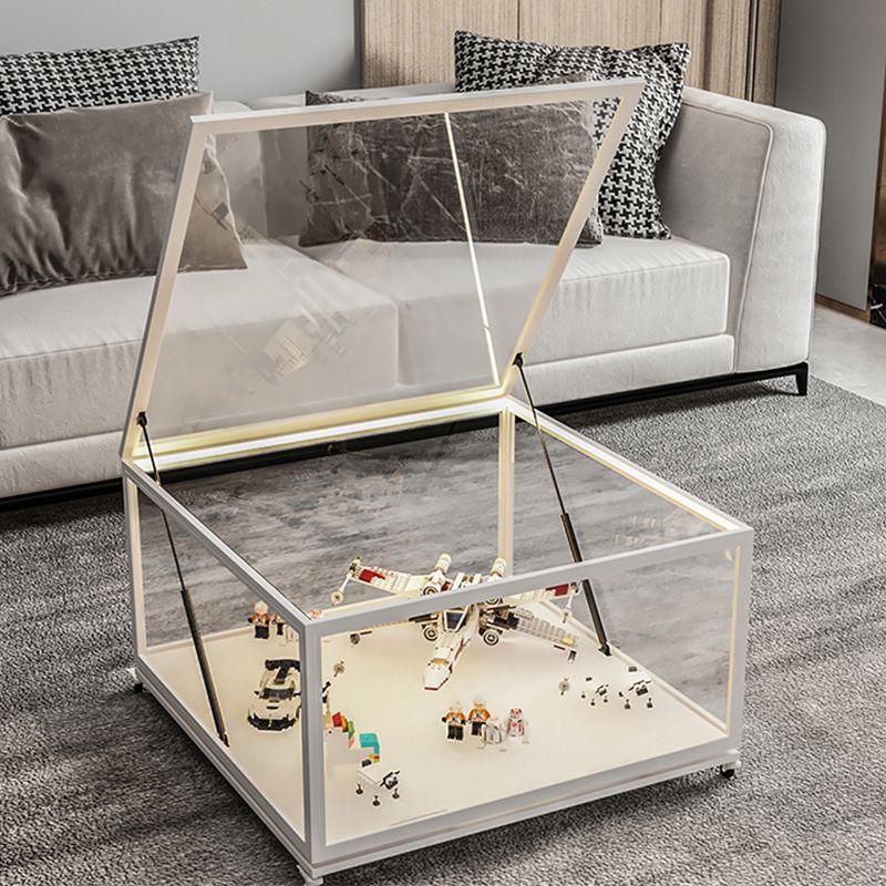 Glass Top Coffee Cocktail Table Block/4 Legs Contemporary Trunk Storage Clearhalo 'Coffee & Accent Tables' 'Coffee Tables' 'coffee_tables' 'furn' 'furn_coffee_tables' 'Furniture' 'Living Room Furniture' 1200x1200_d73bdddc-5fa0-4877-8420-6b1653d333e7