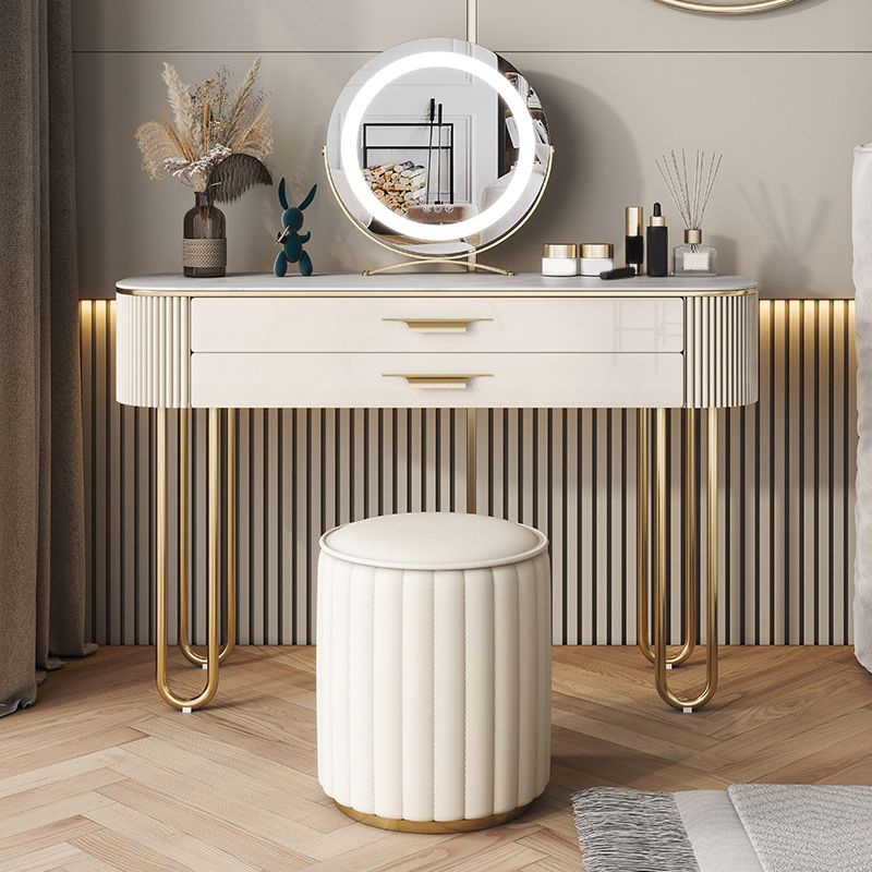 2つの引き出しメイクアップテーブルデスクスツールの女性のための虚栄心-17.72 "D