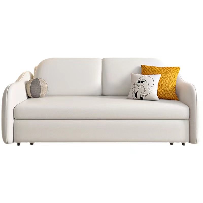 Faux leather Sleeper Sofa with Pillow Back Sofa Bed with Detachable Mattress Clearhalo 'furn' 'furn_futons' 'Furniture' 'Futons & Daybeds' 'Futons' 'Living Room Furniture' 1200x1200_d742a277-c93e-4c6f-9b8e-638287451816