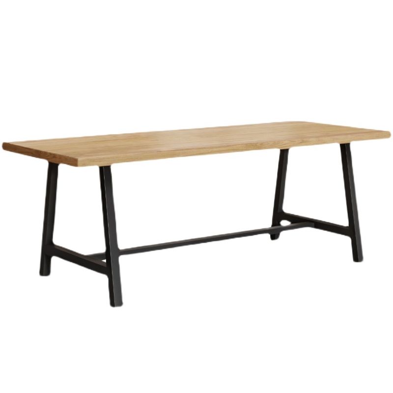 Industrial Solid Wood Rectangle Dining Khaki Standard Dining Table with Trestle Base Clearhalo ' dining_table' 'Dining Tables & Seating' 'Dining Tables' 'furn' 'furn_dining_table' 'Furniture' 'furniture_dining_table' 'Kitchen & Dining Furniture' 'kitchen&dining_furn' 'kitchen' 'kitchen_dining_table' 1200x1200_d742ea2a-4fac-4aab-b714-bc3f51c6d180