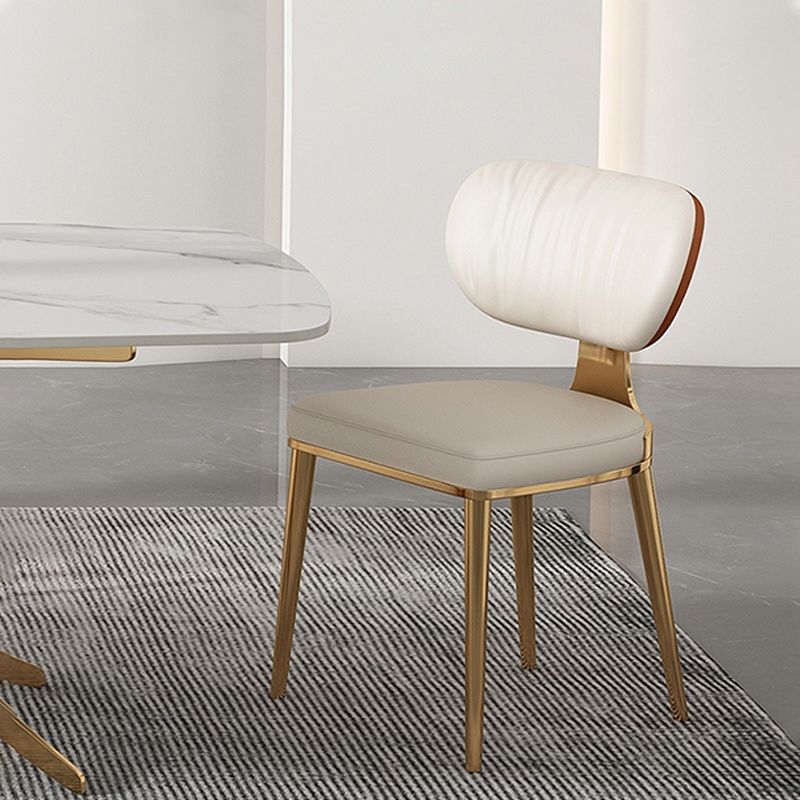 Glam Upholstered Dining Chair Open Back Dining Chair with Metal Legs Clearhalo 'Dining Chairs' 'Dining Tables & Seating' 'dining_chair' 'furn' 'furn_dining_chair' 'Furniture' 'Kitchen & Dining Furniture' 1200x1200_d74572c1-3cc0-4925-ae9f-8b367849c26b