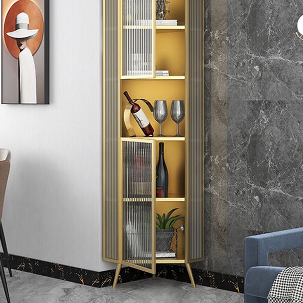 Living Room Glam Style Kitchen Buffet Server Glass Door Metal Frame Dining Server Clearhalo 'buffet_sideboard' 'Buffets & Sideboards' 'furn' 'furn_buffet_sideboard' 'Furniture' 'furniture_buffet_sideboard' 'Kitchen & Dining Furniture' 1200x1200_d74717ba-8e2c-4fb1-bf85-12419fa3f035