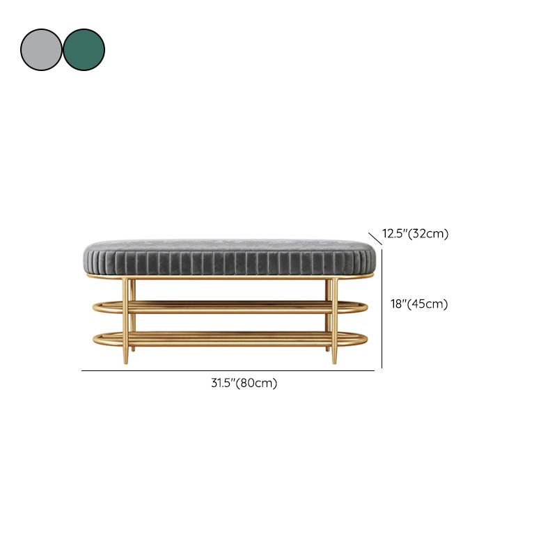 Banco de asiento de metal acolchado de entrada glamoroso con estantes, de 12.5 pulgadas de ancho