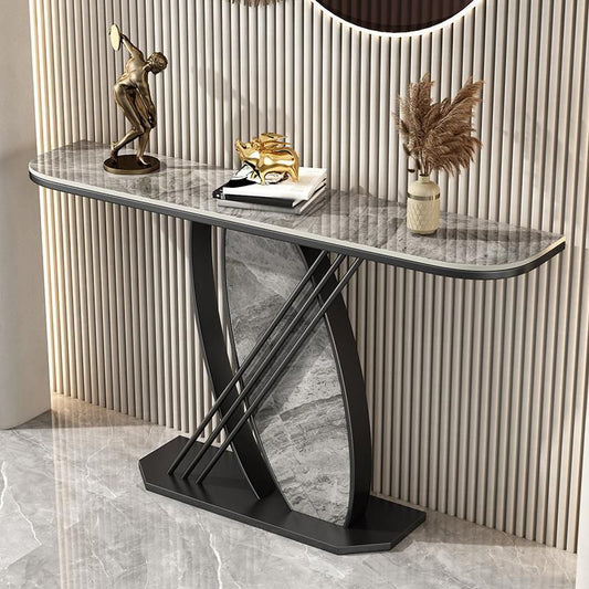 Contemporary Half Moon Console Accent Table Antique Finish Sofa Console Table