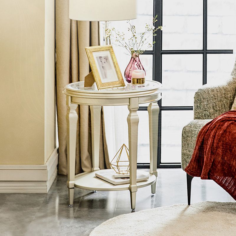 Modernistic Round Double Tier End Table Solid Wood 4 Legs End Table Clearhalo 'Coffee & Accent Tables' 'End & Side Tables' 'end_side_tables' 'furn' 'furn_end_side_tables' 'Furniture' 'Living Room Furniture' 1200x1200_d74c2ccc-d58e-4912-a443-9893c72d9706