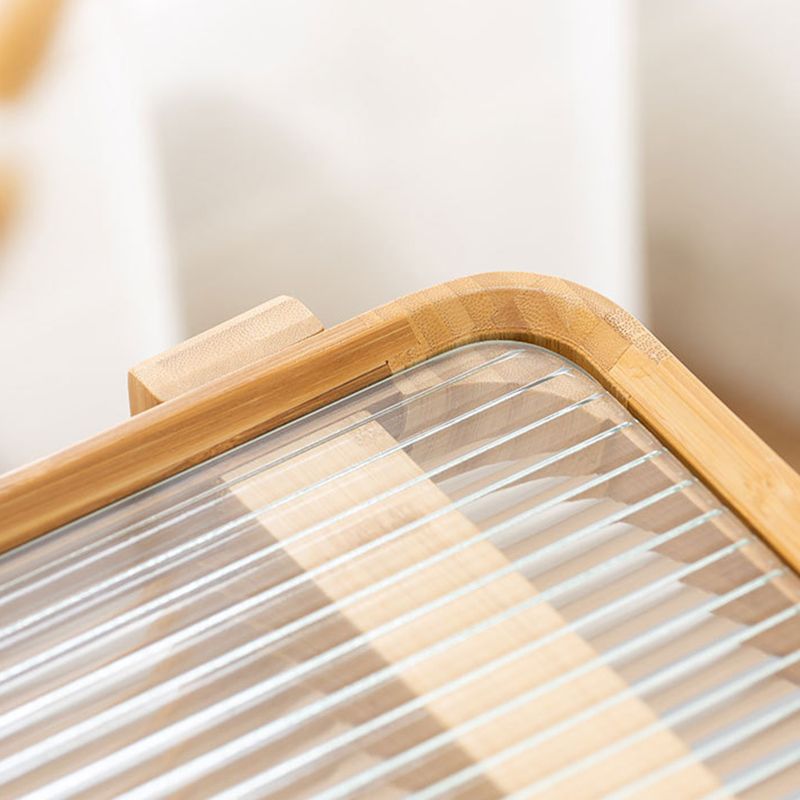 20.94" Tall Sled Side Table Asian Natural Side End Snack Table with Shelf