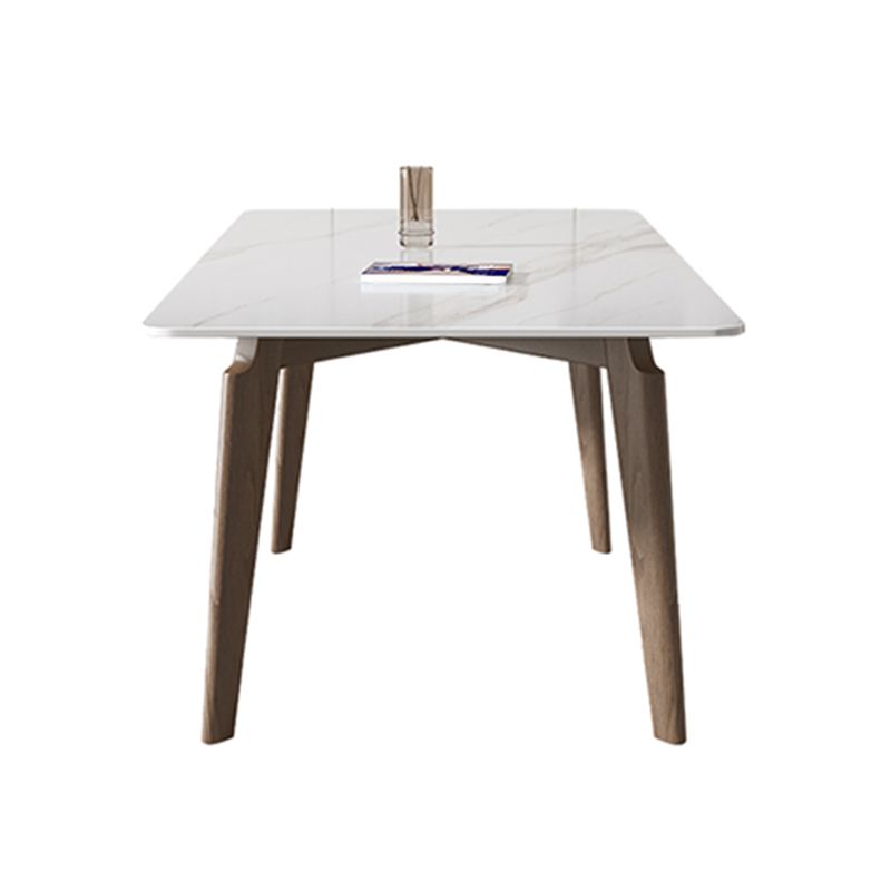 Mesa de comedor de patas de madera maciza de cenizas Mesa de comedor rectangular de mediados del siglo