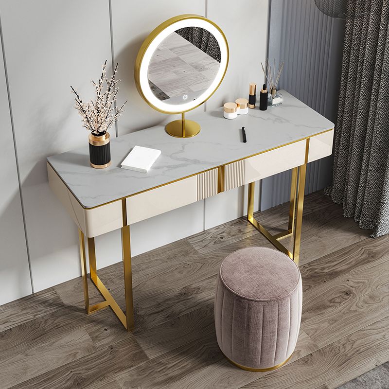 2 -schüchternen Waschtisch -Make -up -Tisch -Eitelkeitshocker in Weiß - 29,53 "H.