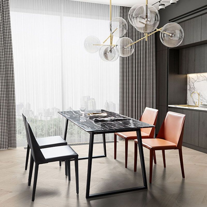 Contemporary Solid Back Armless Side Chairs Leather Dining Chairs for Kitchen Clearhalo ' kitchen&dining_furn' 'Dining Chairs' 'Dining Tables & Seating' 'dining_chair' 'furn' 'furn_dining_chair' 'Furniture' 'furniture_dining_chair' 'Kitchen & Dining Furniture' 'kitchen' 1200x1200_d74da0f9-8359-4367-84be-71fb1e8e3628