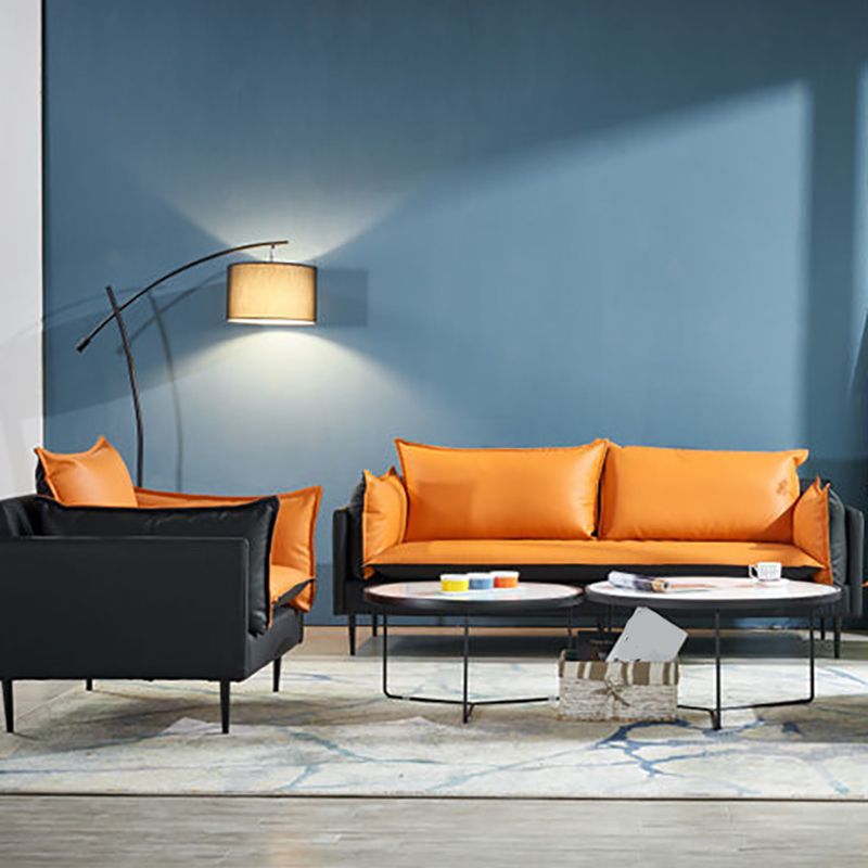 Modern Style Square Armrest Sponge Cushion Wear Resistant Napa Leather Sofa Clearhalo 'furn' 'furn_sofas' 'Furniture' 'furniture_sofas' 'kitchen' 'kitchen_sofas' 'Living Room Furniture' 'Sofa' 'sofas' 1200x1200_d74fe09a-6a72-49a1-a71a-7cd11d312ddc