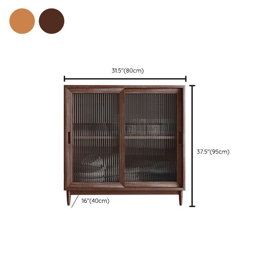 Modern Style Dining Server Pine Solid Wood Server with Glass Doors Clearhalo 'buffet_sideboard' 'Buffets & Sideboards' 'furn' 'furn_buffet_sideboard' 'Furniture' 'Kitchen & Dining Furniture' 1200x1200_d7510ef0-79cd-466e-83e2-d1ce6a75785c