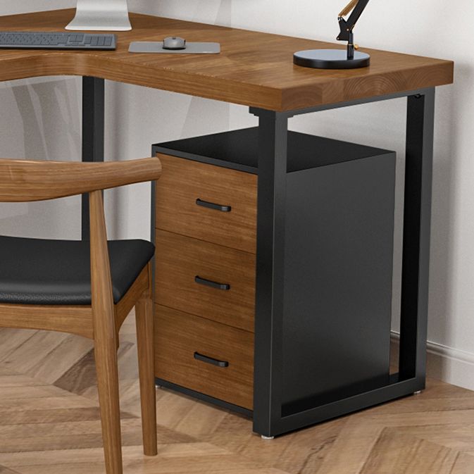 Solid Wood Pedestal Writing Desk Industrial L-Shape Office Desk Clearhalo 'furn' 'furn_office_desk' 'Furniture' 'Office Desks' 'Office Furniture' 'office_desk' 1200x1200_d7516b77-f917-4835-9414-984dc44aaa2f